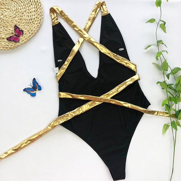NWT Black and Gold Monokini. - Picture 5 of 7